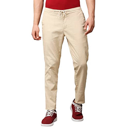 Thomas Scott MenS Solid Slim Fit Trouser Beige