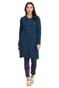 Aurelia WomenS Self Design Straight Blue Winter Long Sweater (Size: M)-24Noa40073-604250