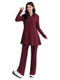 TADKEE Womens Solid Color Two-Piece Set | Long Sleeve Top & Wide Leg Pants Co-ord Set | Casual Wear Co ord Set (FN-Full-Sleeve-