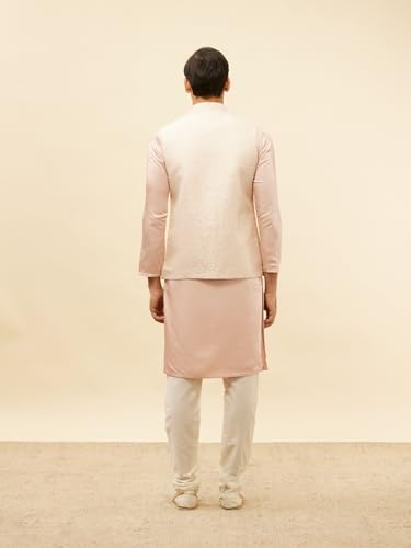 Manyavar Mens Pink Brocade Jacquard Jacket