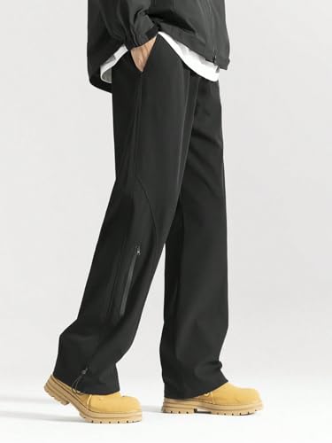 Greciilooks MenS Wide Leg Track Pants With Contrast Side Panel, Relaxed Drawstring Fit Streetwear Trousers, Poly Blend Casual Jo
