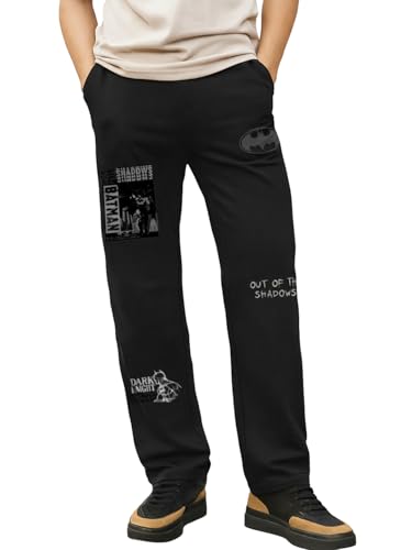 Bewakoof Official Dc Merchandise Batman MenS Graphic Print Oversized Fit Terry Track Pant_664126_Black_2Xl