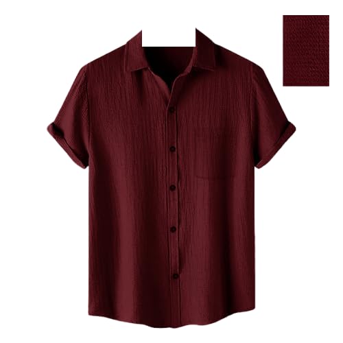 Pinkmint MenS Solid Classic Fit Shirt Maroon