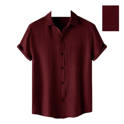 Pinkmint MenS Solid Classic Fit Shirt Maroon
