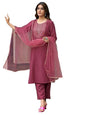 Sanisa WomenS Chinnon Sequence Embroidery Work Straight Kurta With Pant And Dupatta Set| Ethnic Set | Suit Set | Kurta Set(168K