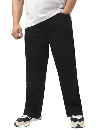 Bewakoof MenS Solid Straight Fit Cotton Plus Size Jeans_644741_Black_44