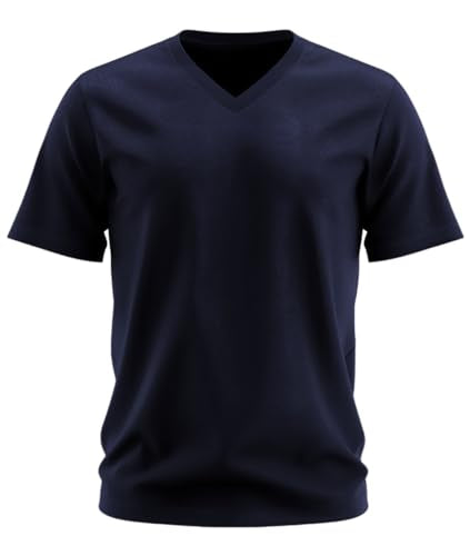 ADRO Mens V Neck T-Shirt|100% Combed Cotton T-Shirt|V-Neck Half Sleeve T-Shirt|VN24-M-PLN-NB-XL Navy