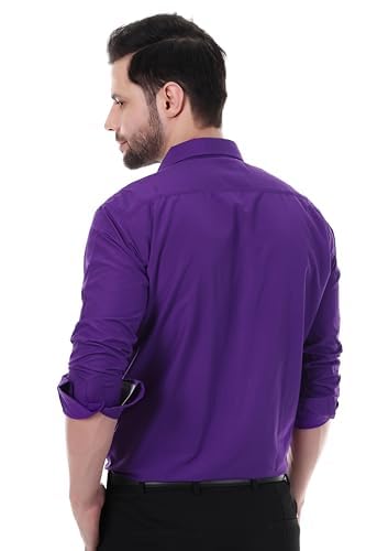 Xjarvis Austin MenS Cotton Blend Shirt |Slim Fit Formal Shirt With Pocket |Plain | Long Sleeve Spread Collar | Casual Wear Regu