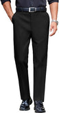CB-COLEBROOK Mens Classic Formal Premium Dress Pants Expandable Waist Suit Pant Slim Fit Flat Front Slacks Ankle Fit Trousers fo