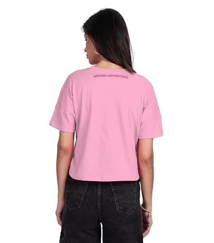 SHODOX 100% Cotton Regular Fit Half Sleeve Printed Waist Length T-Shirt for Womens (Pack of 1)