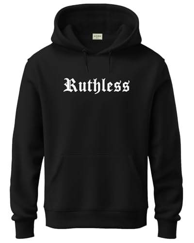 ADRO Men's Cotton Neck Hooded Sweatshirt (H24-RUTH-BL_Black