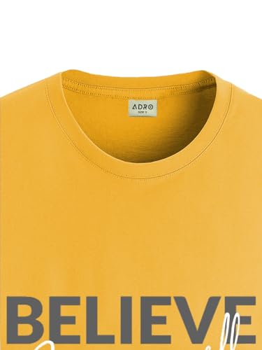ADRO Men's Solid Regular Fit T-Shirt (RN24-INV-MU_Mustard