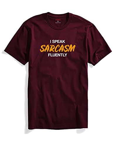 ADRO Men's I Speak Sarcasm Fluently Printed T-Shirt (RNR-M-SCM-MR_Maroon_XL)