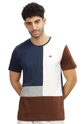 ADRO Tshirt for MenMulti Color T-Shirt for MenCotton T-ShirtMens TshirtRN8-24-SBWHBR-XL