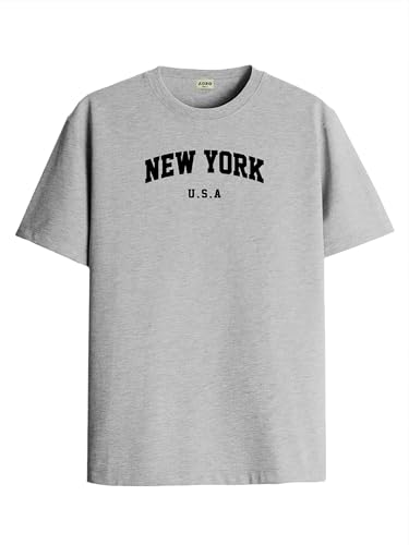 ADRO Men's Solid Regular Fit T-Shirt (RN24-NEW-GR_Grey