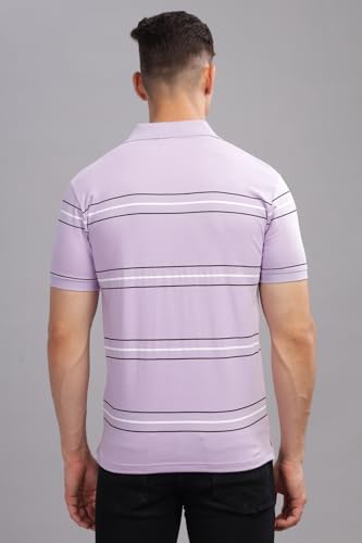 ADRO Men's Solid Regular Fit Polo Shirt (PNOP24-L1-PUGRWH_Lavender