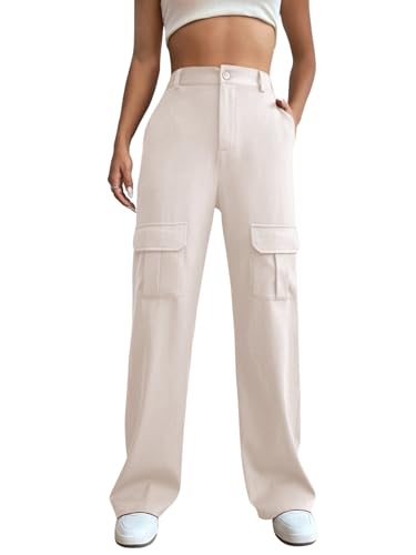 Leriya Fashion Women Cargo Pant | Woman Trousers | Womens HIGH-Waisted Pant | Women Trousers Pants White