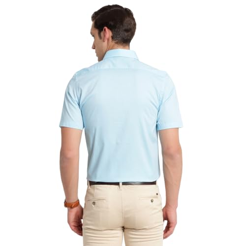 Turtle Men 100% Cotton Solid Slim Fit Light Blue Formal Shirt