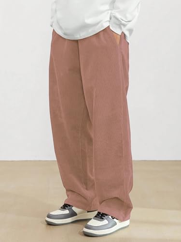 SHIENZY Mens Relaxed Sweatpants (1649_Corduroy Pant_Peach
