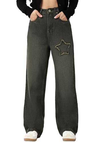 Bewakoof WomenS Applique Straight Fit Pure Cotton Washed Jeans_671020_Black_32