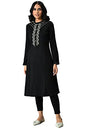 W for Women Black Acrylic Statement Winter Kurta