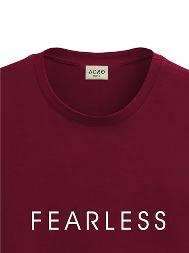 ADRO Men's Solid Regular Fit T-Shirt (RN24-FRL-MR_Maroon