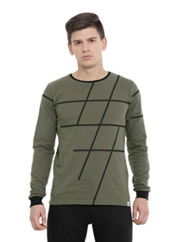 ADRO Men's Full Sleeve Printed Cotton T-Shirts (FS-A-AOP05-OL_Olive_S)