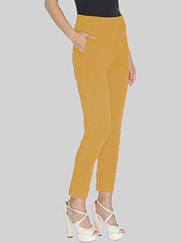 Lyra Cotton Strech Pencil Pant For Women | Mid-Waist | Fashionwear Beige