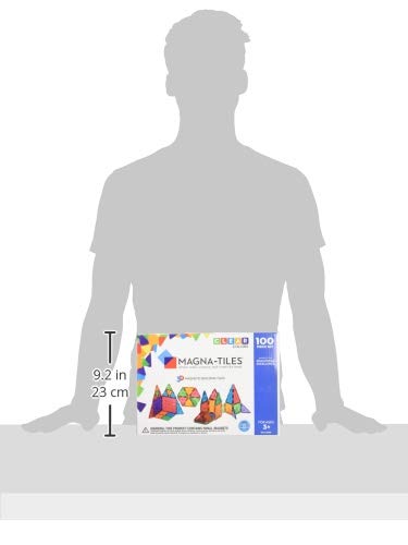 Magna-Tiles Magnetic Building Toys Set - 100 Clear Color Pieces, Multicolor, Model 4300