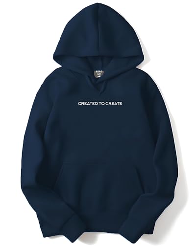 ADRO Mens Printed Hoodies in Premium Cotton Fleece 340 GSM (H23-M-CRE-NB_Navy_XL)