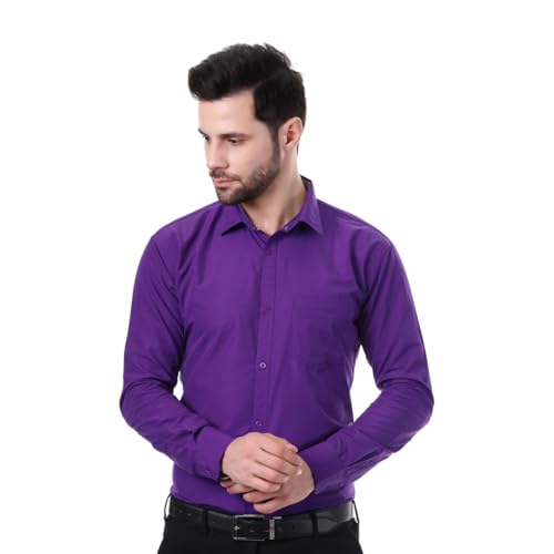 Xjarvis Austin MenS Cotton Blend Shirt |Slim Fit Formal Shirt With Pocket |Plain | Long Sleeve Spread Collar | Casual Wear Regu