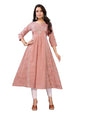 rangita Peach Viscose Poly Anarkali Printed Calf Length Kurti | Kurta for Women