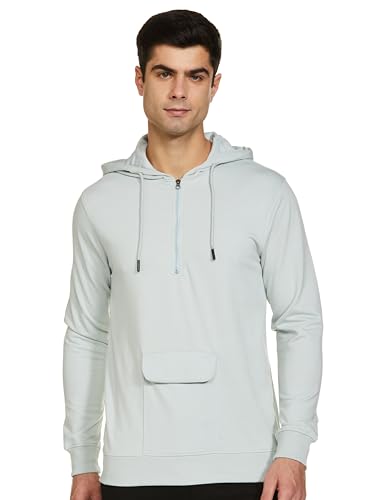 FYLTR Mens Casual Full Sleeve Hoodie with Drawstring - Half Zip Closure | Utility Pocket with Flap | Casual Winterwear for Men