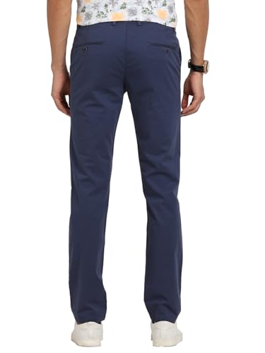Turtle Men Cotton Stretch Ultra Slim Fit Blue Casual Trouser