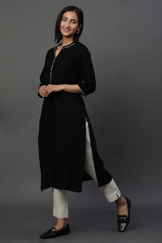 Aurelia Women's Solid Rayon Straight Kurta