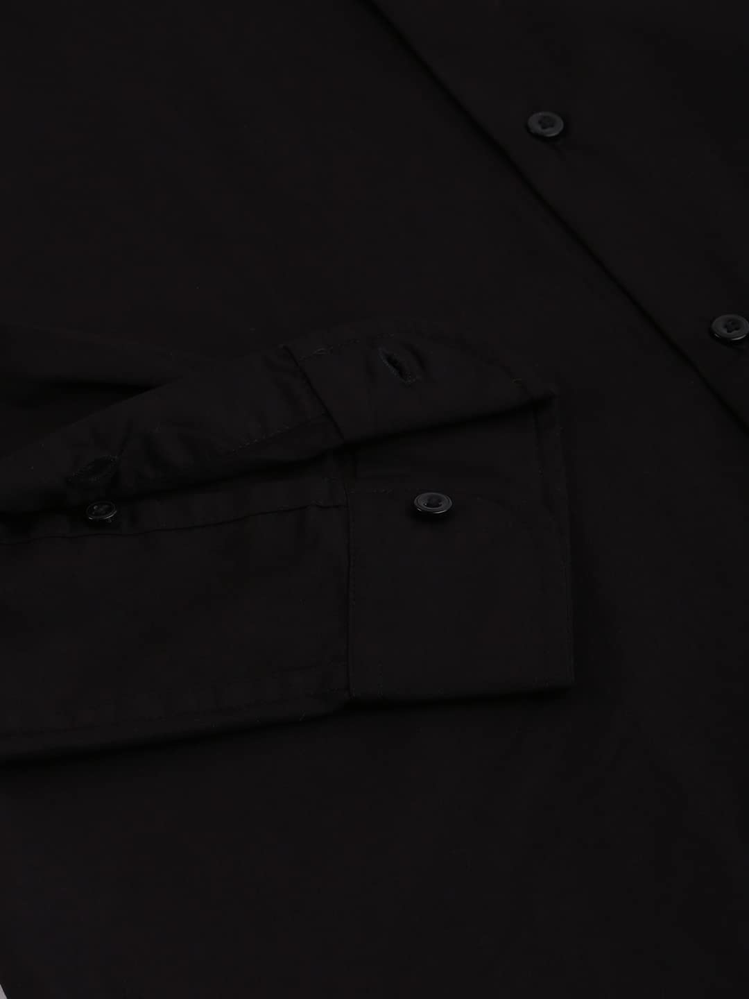 Dennis Lingo MenS Solid Casual Full Sleeves Black Cotton Shirt
