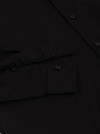 Dennis Lingo MenS Solid Casual Full Sleeves Black Cotton Shirt