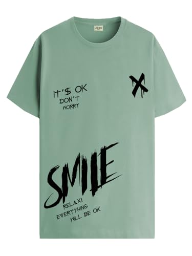ADRO Mens Smile Printed Cotton T-Shirt_RN24-L2-SMILE-PT-XL Pista