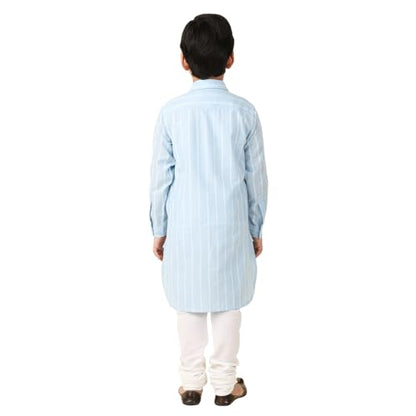 Fabindia BoyS Cotton Self Design Regular Kurta (1030881Lightblue_Light Blue