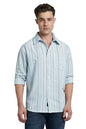 Dennis Lingo Men Cotton Regular Fit Striped Shirts Blue
