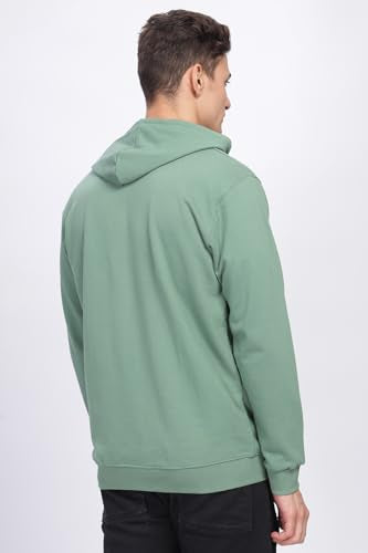 ADRO Men's Cotton Neck Hooded Sweatshirt (ZH24-PLN-PT_Pista