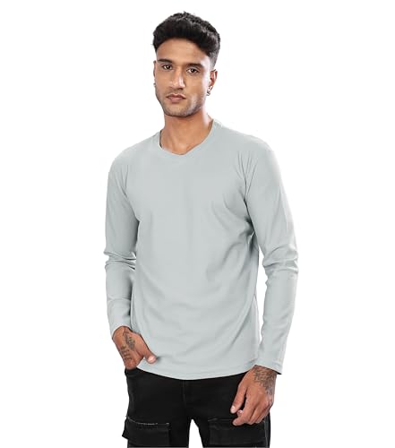 SHODOX Mens Polyblend Regular Fit Long Sleeve Solid Round Neck T-Shirts for Men (Pack of 1)