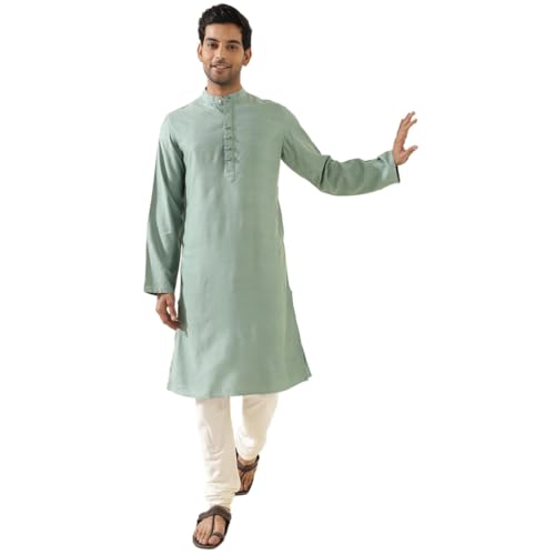 Fabindia Men's Viscose Silk Solid Slim Kurta