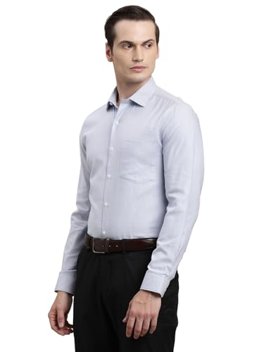 Turtle Men Giza Cotton Slim Fit Light Blue Dobby Full Sleeve Formal Shirt