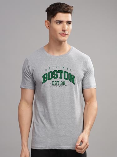ADRO Mens Printed T Shirt - Premium Cotton Graphic Printed Tshirt - Grey T-Shirt - RN24-BOST-GR