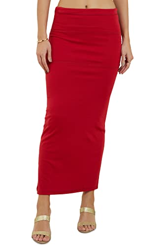 Soch Women Red Cotton Blend Solid Petticoat
