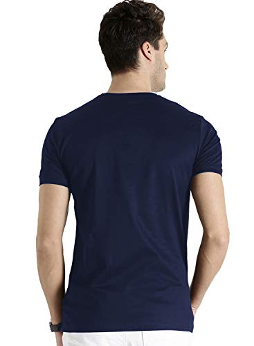 ADRO Men's USA American Flag Printed Cotton T-Shirts (RNR-M-NWW-NB_Navy)