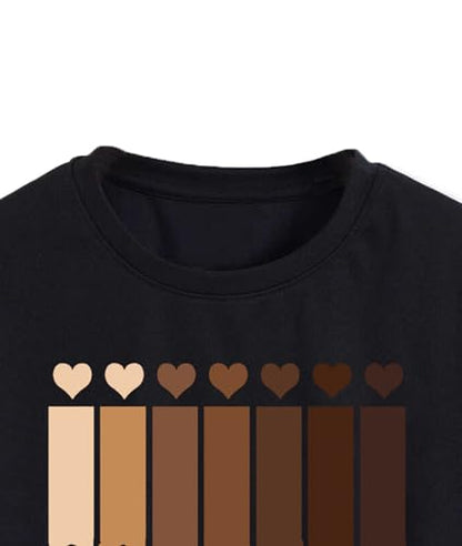 Toplot Heart Printed Round Neck Crop Top For Women (Small-Heart-Top-5203-Black-M)