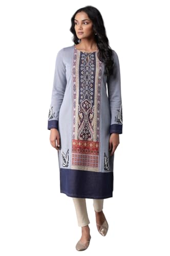 W for Woman Women Cotton Blend Light Embroidered Winter Regular Kurta
