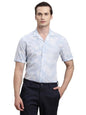 Turtle Men Cotton Tencel Light Blue Printed Half Sleeve Casual Shirt